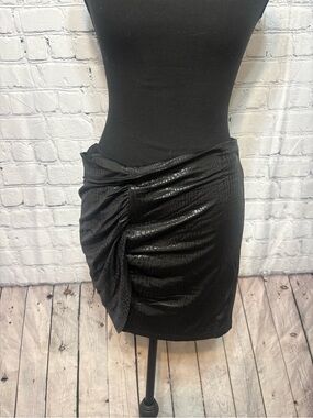 SHEIN Black Textured Ruched Mini Skirt